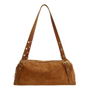 简约复古麂皮绒包包2025新款通勤大容量单肩腋下包女式手提法棍包