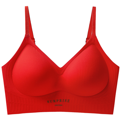 大U型美背无痕内衣红色女