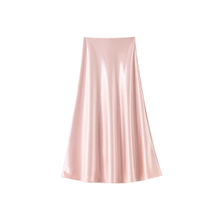 米白色鱼尾半身裙女春夏秋高级感包臀长裙高腰醋酸缎面a字中长裙