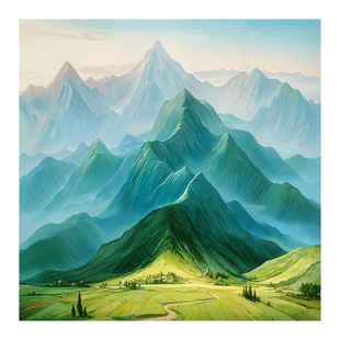 巨人山群山山脉挂画世界名画装饰画青山招财旺业客厅玄关书房壁画