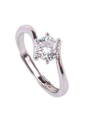 六爪戒指仿莫桑石时尚轻奢