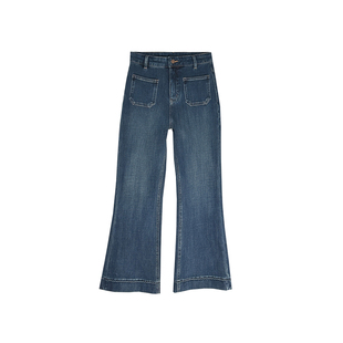 “腿型修容术”长短版高腰微喇叭牛仔裤女秋冬加绒保暖显瘦裤子新