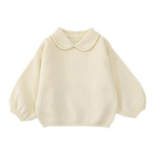 幼悠女童冬季新款套装收口泡泡袖小翻领毛衣宝宝淑女风微褶小半裙