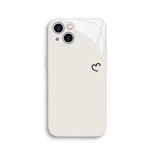 适用苹果17promax手机壳情侣iPhone14/13爱心ip11新款苹果16/12mi简约冷淡风x女生xr玻璃xsmax男16plus镜面xs