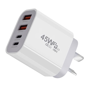 二扁八字脚澳洲规插头30w双C接口typec充电头45w四口三口pd快充usb快充充电器多口PD充电线适用苹果华为USB-C