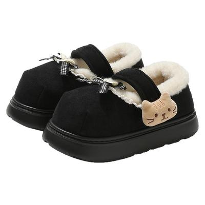 可爱小猫棉拖鞋女款包跟毛绒棉鞋