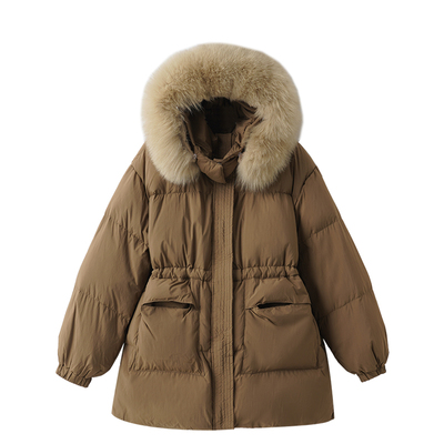 中年妈妈宽松大码狐狸毛领羽绒服