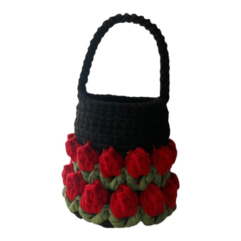 手工编织DIY钩针材料包郁金香水桶包手提包自制礼物简约解闷钩织