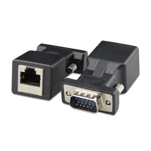 悦智人心VGA转RJ45转接头网线传输信号器网线15针公母延长转换器