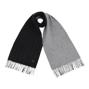 ELLE HOMME羊绒围巾男士秋季保暖送礼礼盒装双面加厚条纹羊毛围脖