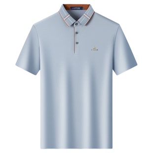 桑蚕丝梦特娇男士短袖Polo衫夏季新款轻奢高端上衣凉感透气薄T恤Z