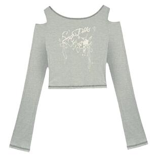 SagiDolls少女斗志设计感肩部镂空短款长袖T恤上衣甜辣百搭显瘦酷