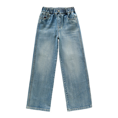 女童裤子秋冬儿童纯棉窄版牛仔裤