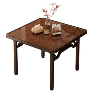 折叠正方形桌子四方桌牌桌小户型家用美式复古风可折叠餐桌不占地