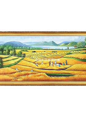 手绘五谷丰收图稻田田园风景挂画