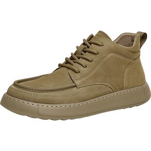 TATA他她复古棕色皮鞋男鞋运动休闲真皮高帮工装鞋马丁靴男士新款