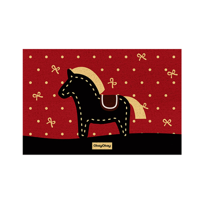 okay马年红色丝圈入户地垫门口家用可裁剪 pvc耐脏防滑除尘脚垫子