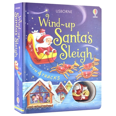 Usborne Wind-Up Santa's Sleigh 尤斯伯恩 圣诞老人的雪橇 发条玩具轨道车书 事物认知 儿童英语故事绘本 英文原版进口图书