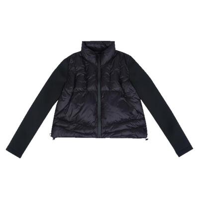 CONTRAFIEND短款小众设计撞布袖立领羽绒服 高级感拉链抽绳棉服