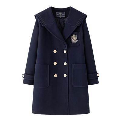 绀色海军领学院风夹棉大衣