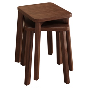 实木凳子餐凳家用结实耐用客人备用凳子可叠放新中式方凳化梳妆凳