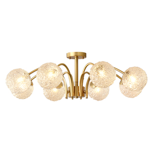 客厅吊灯美式轻奢现代主卧吸顶卧室顶灯全铜法式复古奶油大厅灯具