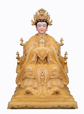 汉白玉泰山奶奶像体摆件