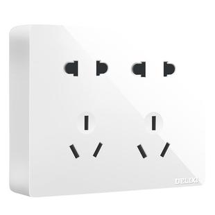 德力西开关插座明装10十孔插座二位五孔明线面板多孔墙壁开关插座