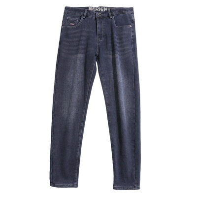 品质嘎嘎好！加绒加厚！四面弹！男士冬季时尚水洗磨白直筒牛仔裤