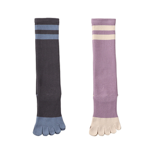 瑜伽袜五指普拉提袜子专业压力塑形防滑长筒分脚趾健身女小腿袜长