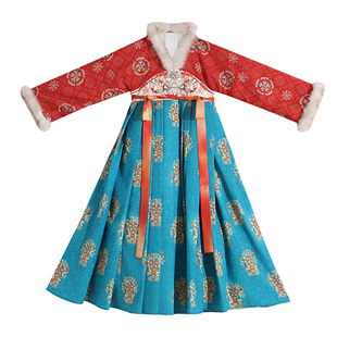 拜年服女童冬装2026新款国风连衣裙加绒古装儿童过年唐装汉服冬季