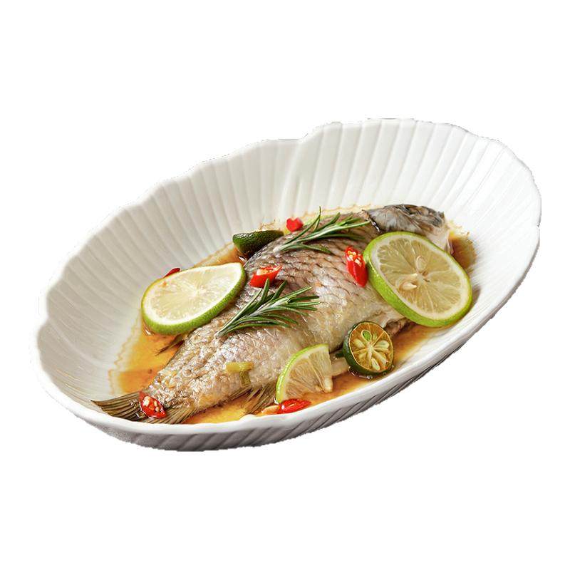 高级感鱼盘家用2025新款蒸鱼专用盘子陶瓷大号装鱼碟鱼盆餐具鱼碗