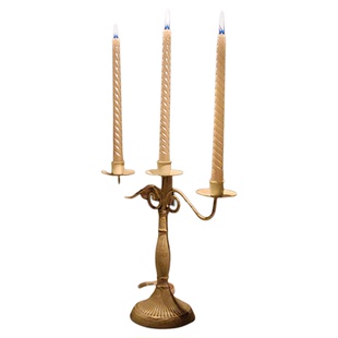 复古欧式铁艺烛台摆件家用餐桌浪漫烛光晚餐道具三头法式蜡烛台座