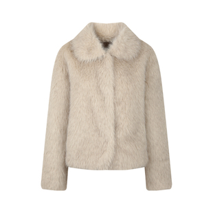 BLUEerror 仿貂毛翻领毛绒毛毛短款环保皮草女保暖毛茸茸外套冬