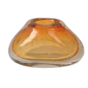 简约现代玻璃水晶小插花瓶渐变琥珀色气泡水培插花花器玄关小摆件