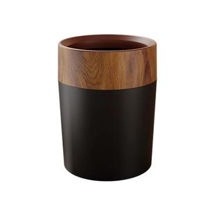 木纹垃圾桶家用高档轻奢大号中古风客厅卫生间厕所夹缝专用卫生桶
