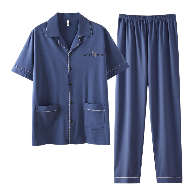 夏季新款男士纯棉开衫睡衣家居服