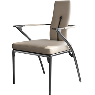 诚骏轻奢茶椅意式极简高端洽谈椅子茶室书房现代简约不锈钢主人椅