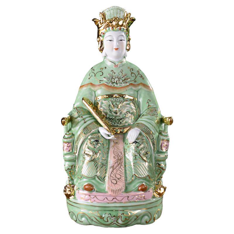 陶瓷碧霞元君神像泰山奶奶菩萨佛像家居供奉镇宅老母摆件手工艺品