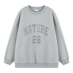 ei童装男童圆领加绒卫衣冬装新款美式潮酷宽松休闲上衣亲子装