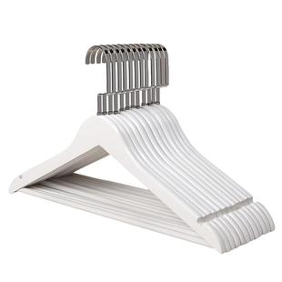 白色实木衣架家用挂衣卧室衣帽间扁钩防滑无痕木制衣挂成人衣撑子