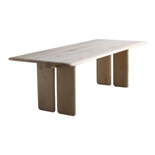 朴室现代侘寂风简约北欧法国白橡木原木实木长形餐桌长凳椅套装