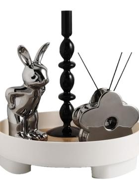 陶瓷简约收纳托盘轻奢花瓶摆件