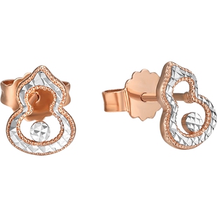 潮宏基佑红18K金白k耳钉葫芦福禄彩金耳饰时尚通勤百搭生日礼物