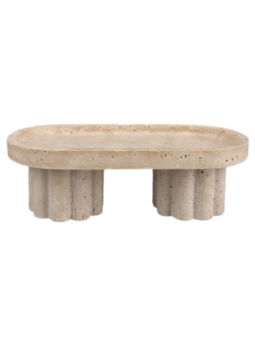 侘寂风天然黄洞石托盘果盘摆件