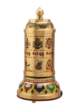 曼茶罗纯铜电动转轮经简八吉祥