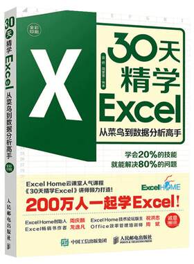30天精学Excel 从菜鸟到数据分析高手 ExcelHome表格制作教程函数公式大全财务从入门到精通处理透视表应用大全 新华书店正版书籍
