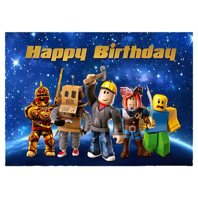 沙盒游戏生日装饰背景布气球拉旗