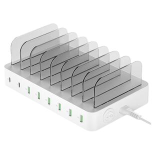 Kini X8桌面充电站多口USB充电器手机平板电脑多收纳多功能盒多插口多孔适用华为苹果小米iPhone17/16/15iPad