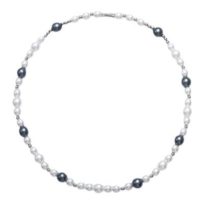 美式嘻哈黑灰珍珠项链男女